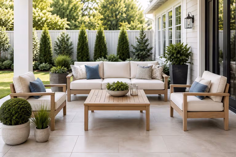 Clean patio ready to enjoy